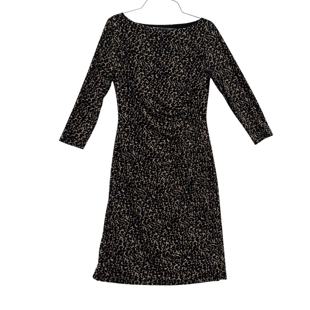 Lauren Ralph Lauren Animal Print Ruched Sheath Dress 8 Career Office Siren Chic